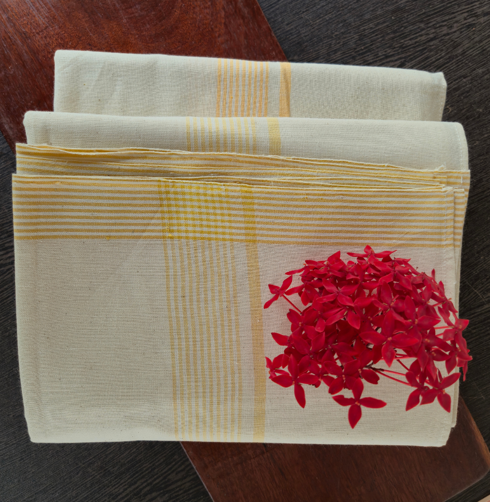 Cotton Heritage - Veshti/dhothi/mundu (Karunganni- Handwoven)